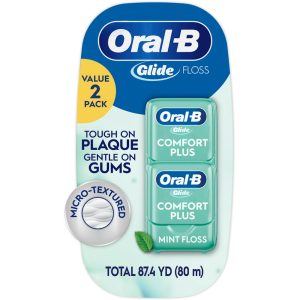 Oral-B Glide Pro-Health Comfort Plus Dental Floss, Mint, 43.7 Yards (2 Pack)