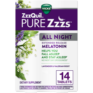 Vicks ZzzQuil PURE Zzzs All Night – Extended Release Melatonin