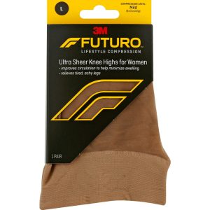 FUTURO Energizing Ultra Sheer Knee Highs, Closed Toe, Large