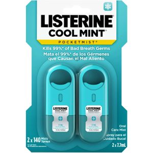 Listerine Pocketmist Cool Mint Oral Care Mist, Sugar-Free Breath Spray - 2 Pack