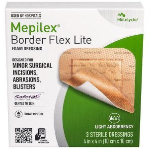 Mepilex Border Flex Lite Flexible, All-In-One Silicone Foam Adhesive Dressing 4"