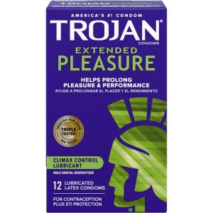 Trojan Condoms, Latex, Lubricated, Extended Pleasure 4 x 12