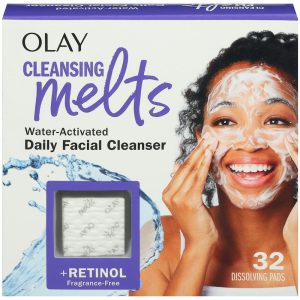 Olay Cleansing Melts Facial Cleanser with Retinol, 3 in 1 Pads, 32 Count