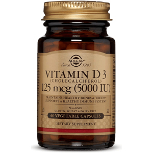 Solgar Vitamin D3 (Cholecalciferol) 125 mcg (5,000 IU) 60 Vegetable Capsules