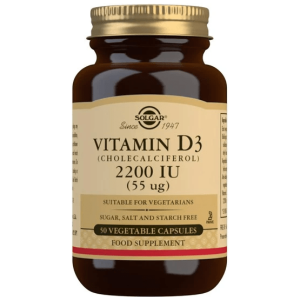 Solgar Vitamin D3 (Cholecalciferol) 55 mcg (2200 IU) 50 Vegetable Capsules