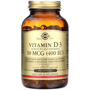 Solgar Natural Vitamin D (Cholecalciferol) 400 IU 250 Softgels