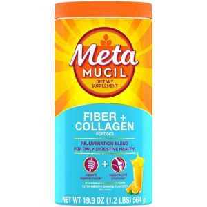 Metamucil Fiber + Collagen Peptides, Powder, Ultra Smooth Orange Flavored 19.9 Oz