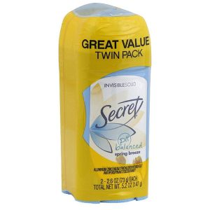 Secret Invisible Solid Antiperspirant and Deodorant, Spring Breeze, 2.6 oz (Twin Pack)