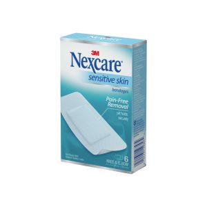 Nexcare Sensitive Skin Bandages, Knee & Elbow Size, Pain-Free Removal, 6 Count
