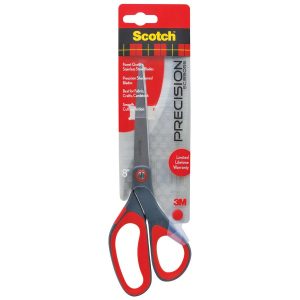 Scotch Precision Scissors, 8" Long, 3.13" Cut Length, Straight Gray/Red Handle