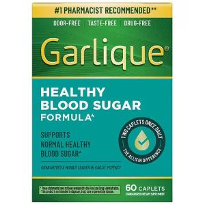 Garlique Healthy Blood Sugar Support Supplement - Odor-Free Garlic, 60 Caplets