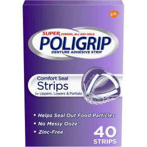 Super Poligrip Denture Adhesive Comfort Seal Strips 40Ct