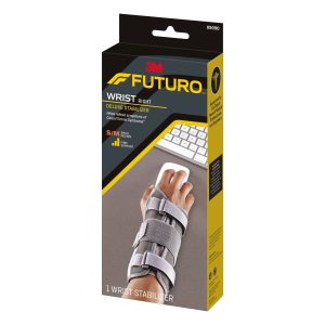FUTURO Deluxe Wrist Stabilizer - Firm Support for Right Hand, Small/Medium - Grey