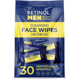 Retinol Men On-The-Go Cleansing Face Wipes 30 Individually Wrapped