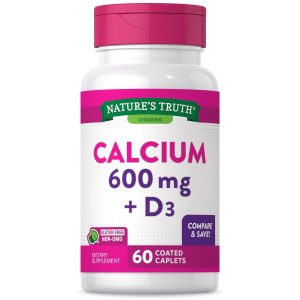 Nature's Truth Calcium Plus Vitamin D3, 600 Mg, 60 Coated Caplets
