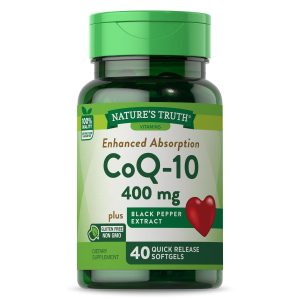Nature's Truth 400mg CoQ10 Plus Black Pepper Extract 40 Softgels Each
