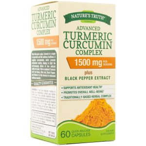 Nature's Truth Advanced Turmeric Curcumin Complex 1500mg with Black Pepper, 60 Capsules