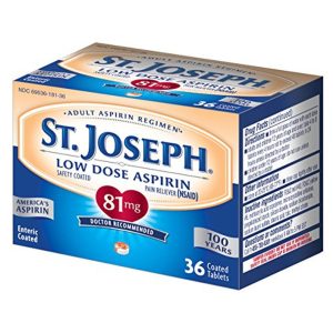 St. Joseph Low Dose Aspirin 81mg, Heart Health Support, 36 Coated Tablets