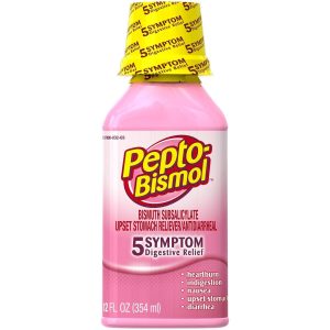 Pepto Bismol 5 Symptom Relief Upset Stomach Reliever/Antidiarrheal 12 Fl Oz