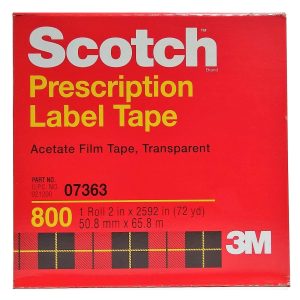 Scotch Prescription Label Protective Tape, 2 in x 72 yd, Individual Box
