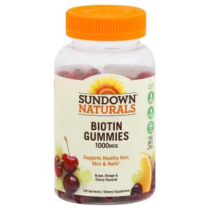 Sundown Naturals Biotin Gummies, Grape Orange Cherry, 1000 Mcg