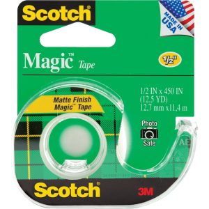 Scotch 810 Magic Tape In Dispenser, 0.50 X 450 Inches, Matte Clear
