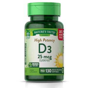 Nature's Truth High Potency 1000 Iu ( 25 Mcg)Vitamin D3 130 Quick Release Softgels