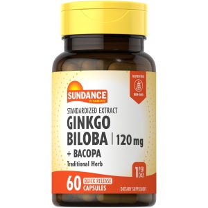 Sundance Vitamins Quick Release Capsules 120Mg  Ginkgo Biloba +Bacopa Capsules 60Ea