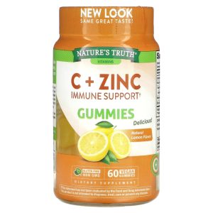 Nature's Truth Vitamin C, Immune Support + Manuka Honey, Zinc, Gummies, Natural Honey Lemon