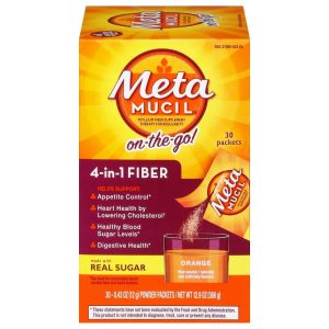 Metamucil Orange Smooth Sugar Psyllium Fiber Powder Packets