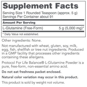 Protocol for Life Balance L-Glutamine 5000mg Powder 1 Lb - P0221