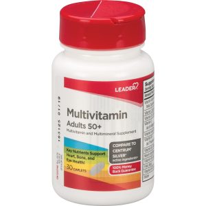 Leader Adult 50+ Multivitamin, Complete Daily Health Supplement, 30 Caplets
