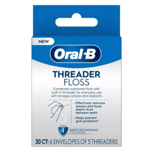 Oral-B Glide Threader Dental Floss For Bridges, Braces & Implants - 30ct