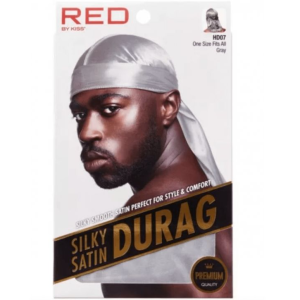 Red By Kiss Premium Silky Satin Durag - Gray Upgraded Extra Long Tails HD07