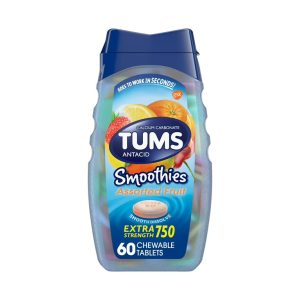 Tums Smoothies Extra Strength Chewable Tablets, Assorted Fruit - 60 count