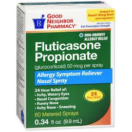 GNP Fluticasone Propionate Nasal Spray, 50 mcg, 24-Hour Allergy Relief