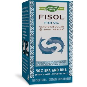 Nature's Way Fisol 50% EPA and DHA Enteric-Coated Fish Oil, No Fishy Burp-Back, 180 Softgels