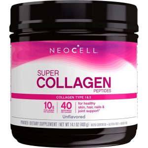 NeoCell Super Collagen Peptides, 10g Collagen Peptides per Serving, Gluten Free, Keto Friendly, Non-GMO, Grass Fed, Healthy Hair, Skin, Nails and Joints, Unflavored Powder, 14.1 oz., 1 Canister