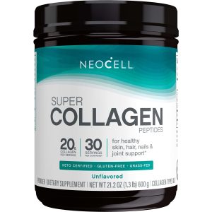 NeoCell Super Collagen Peptides, 20g Collagen Peptides per Serving, Gluten Free, Keto Friendly, Non-GMO, Grass Fed, Healthy Hair, Skin, Nails and Joints, Unflavored Powder, 21.2 oz., 1 Canister