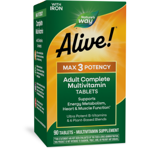 Nature's Way Alive! Max3 Potency Multivitamin, Support Daily Energy Metabolism*, 60 Tablets